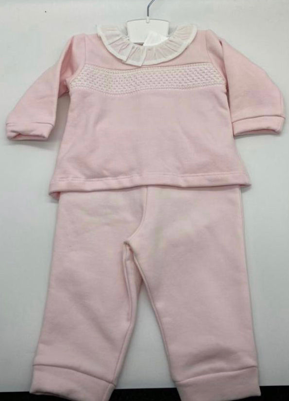 Pink Smocked Loungewear Set