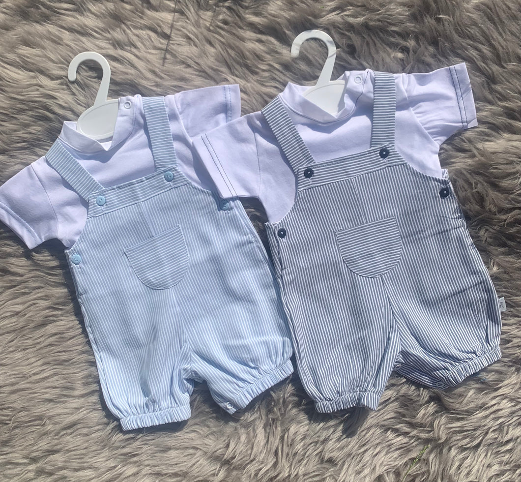 Striped Dungarees and T-Shirt Set