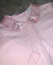 Load image into Gallery viewer, Coco Smocked Satin Rosebud Collared Top  - 0-3M
