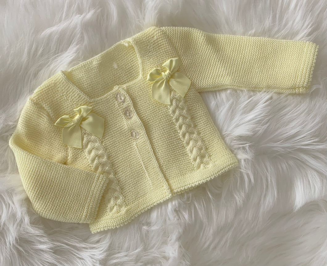 Double Bow Bolero Cardigan  - Lemon