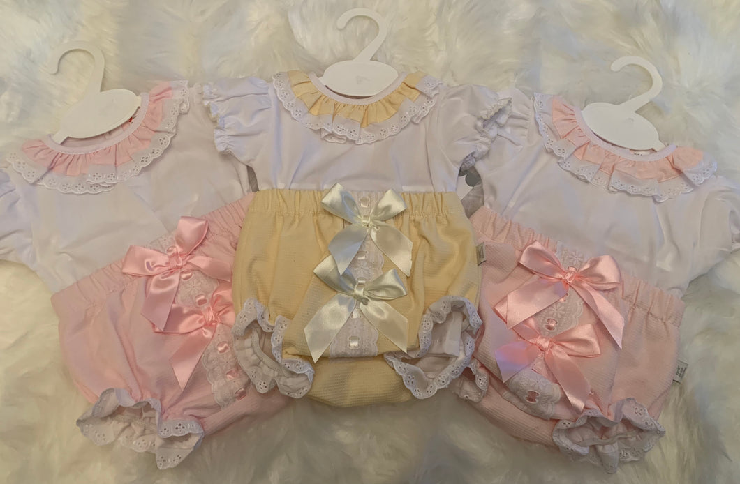 Double Bow Jam Pants and Blouse Set