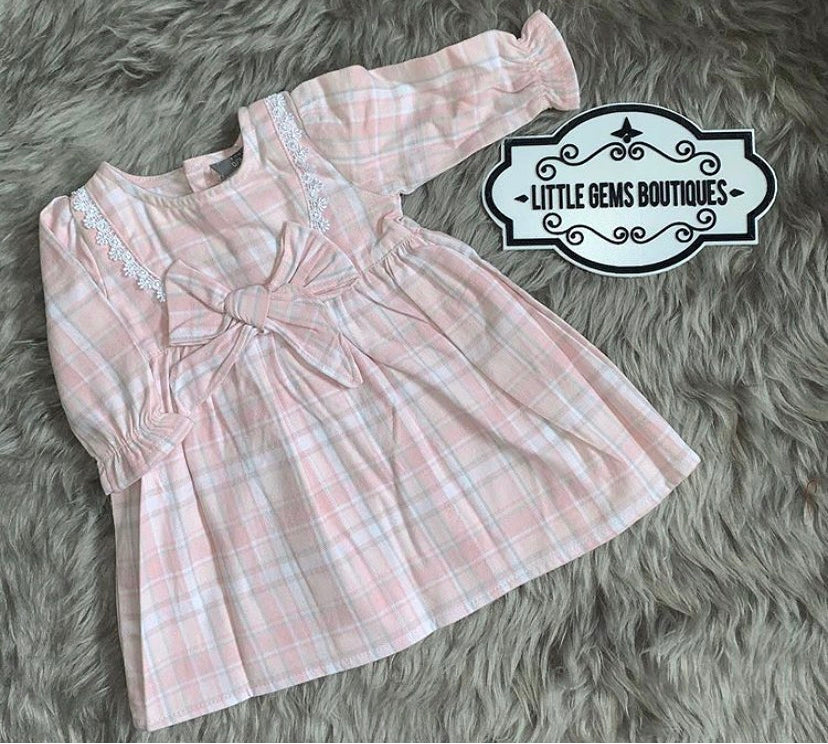 Pink Tartan Bow Dress 0-3M