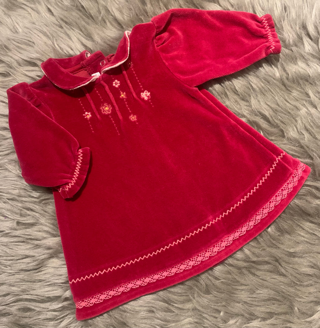 Confetti Embroidered Velour Dress - Newborn