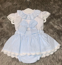 Load image into Gallery viewer, Gingham Skirt and Bow Blouse Set
