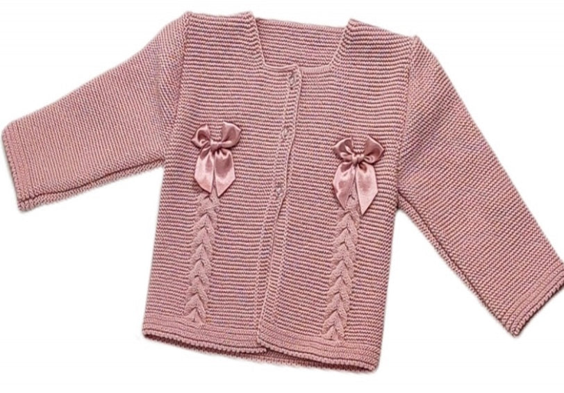 Double Bow Cardigan  - Dusky Pink