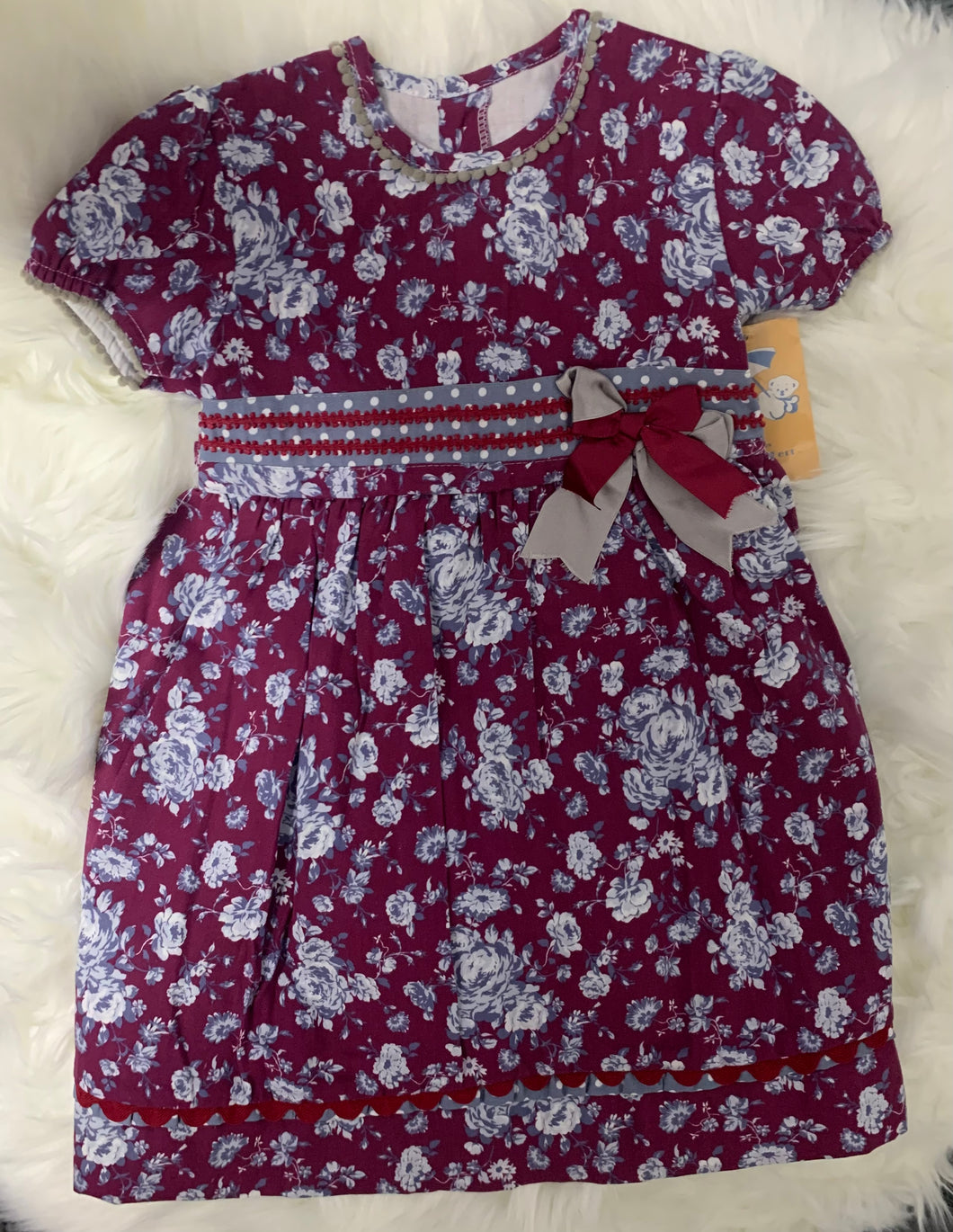 Baby-Ferr Maroon Floral Dress - 5YRS