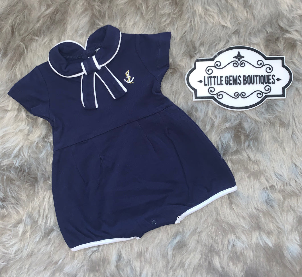 Nautical Pique Romper - 3-6M