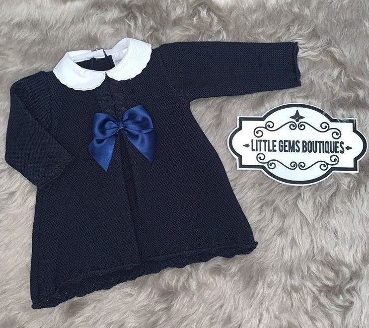 Navy Pex Fleurie Dress - 0-3m