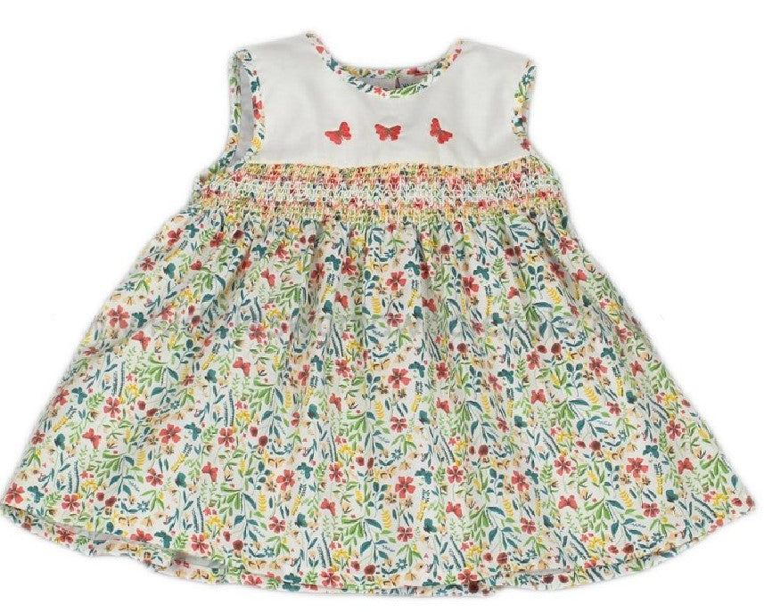 Butterfly Smocked Floral Dress
