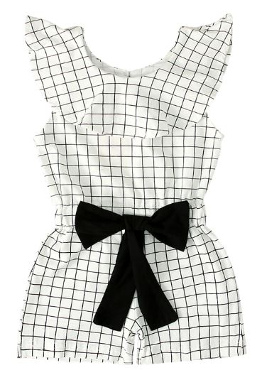 White Checked Playsuit