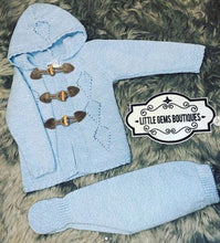 Load image into Gallery viewer, Blue Pex Duffle Cardigan and Pants Set
